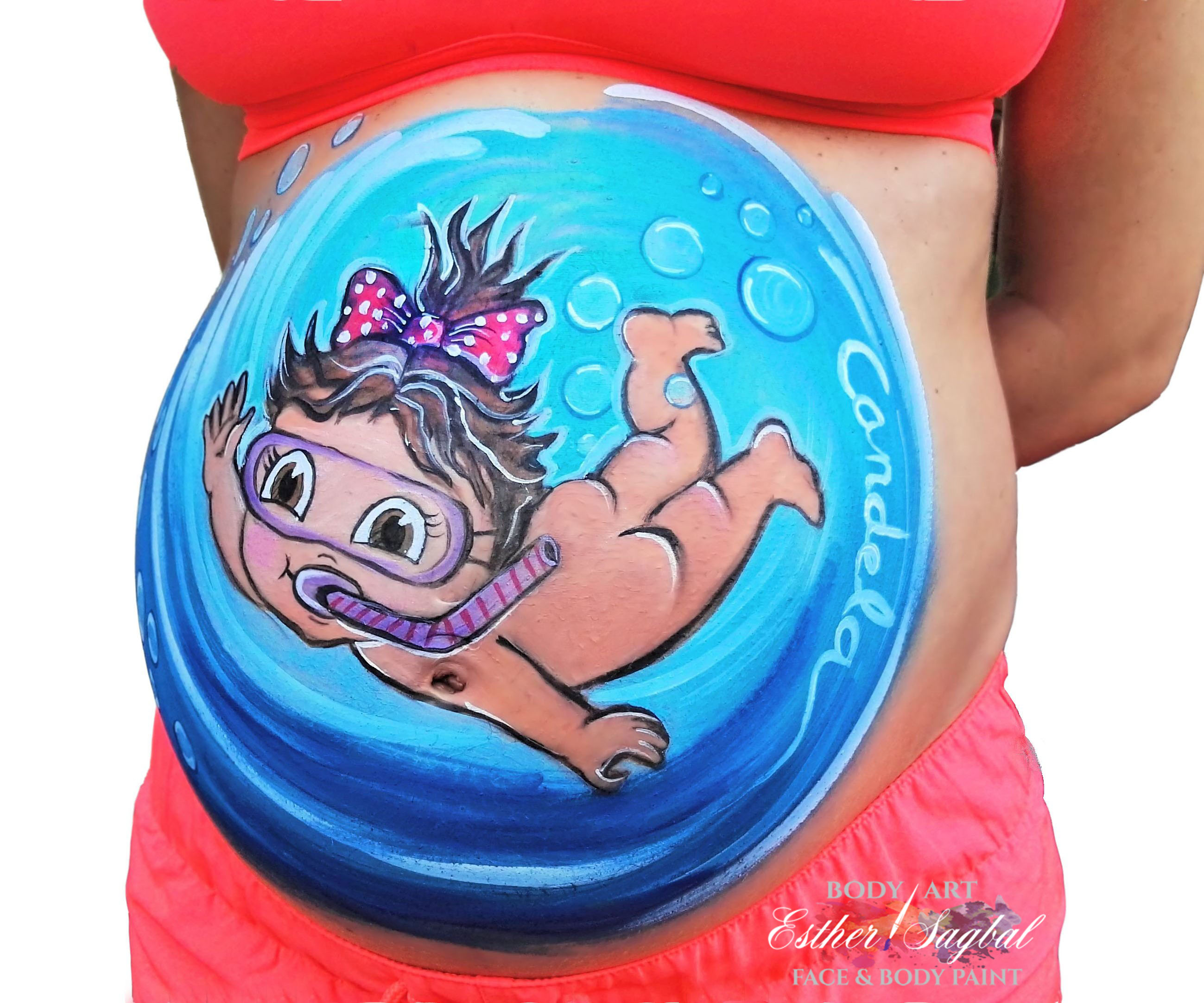 Pintar barriga de embarazada en Madrid, trabajo profesional, preciosos  diseños.