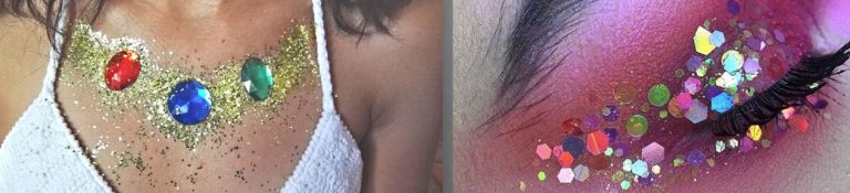 Maquillaje con purpurinas en eventos