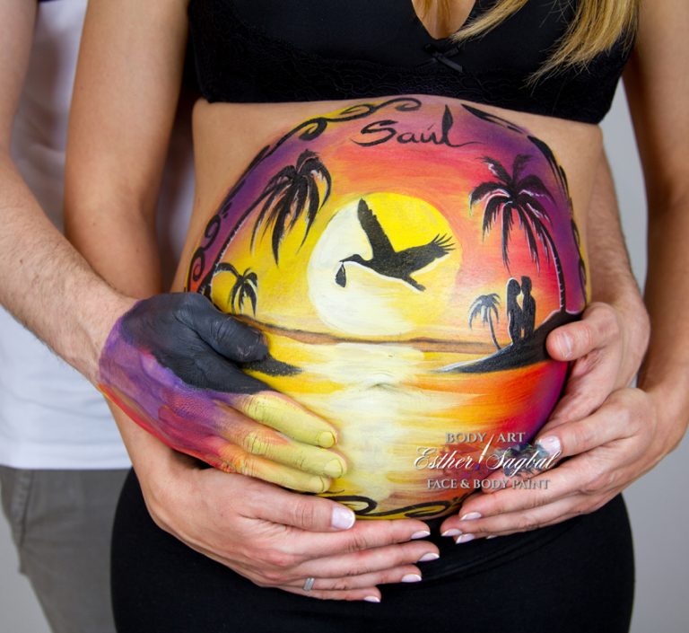 Bellypaint atardecer en la playa