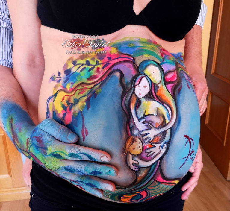 Bellypainting original Arbol de Vida y familia.